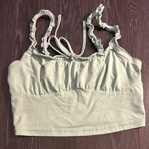 SHEIN Green Ruffled Tie Front Camisole